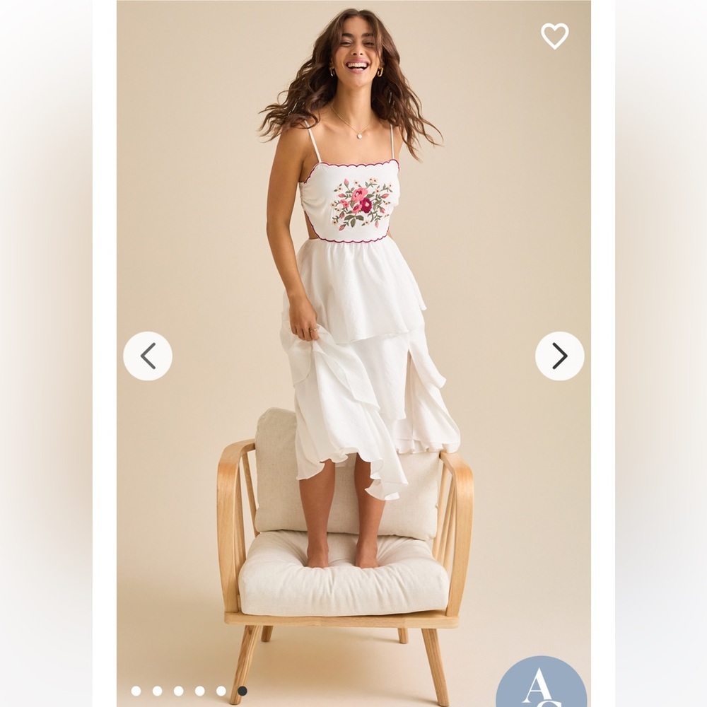 Altar'd State White Tiered Maxi Dress with Floral Embroidered Bodice - Picture 6 of 6